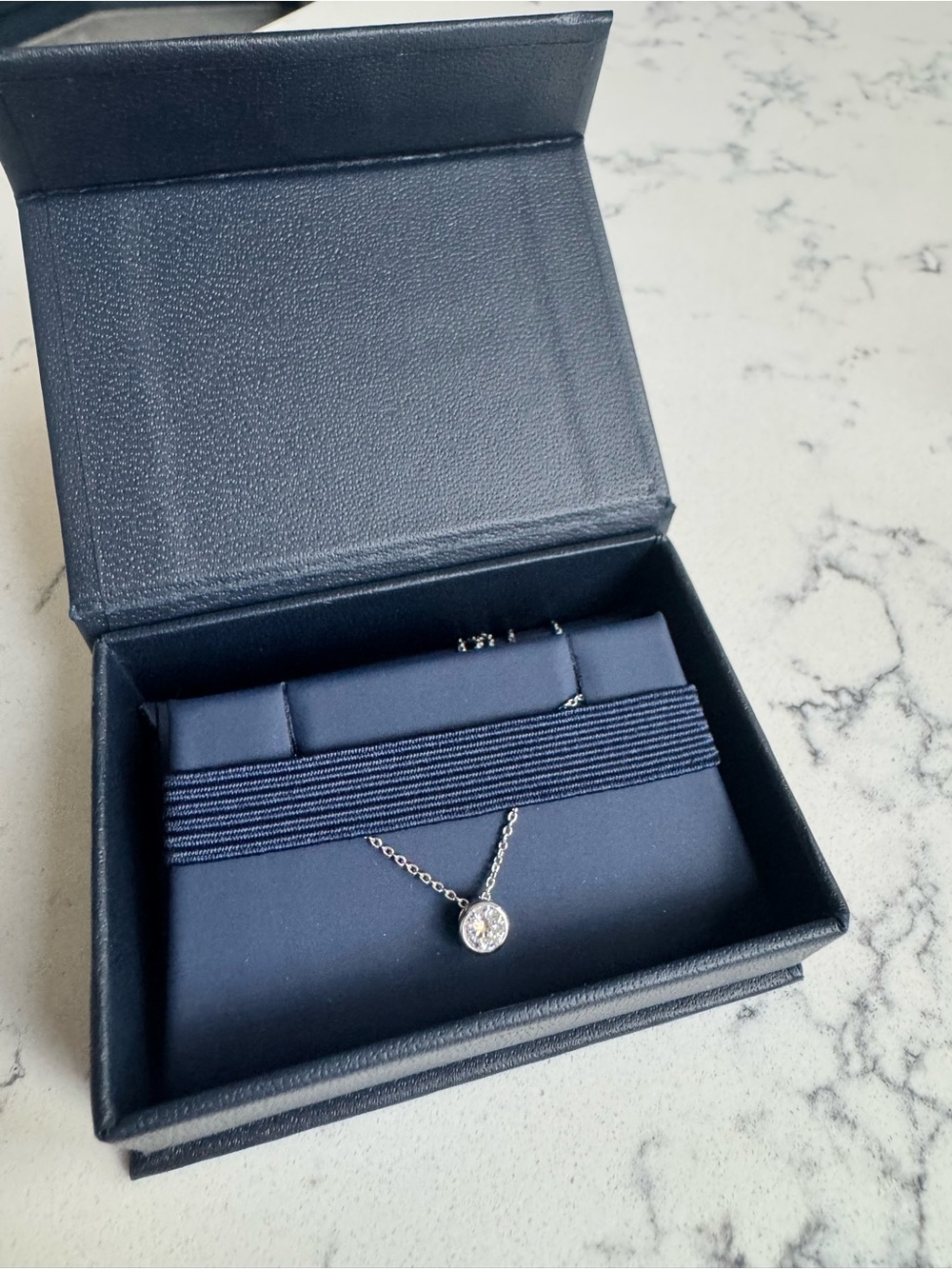 Delicate Silver Necklace with Clear Pendant - Women Jewelry
